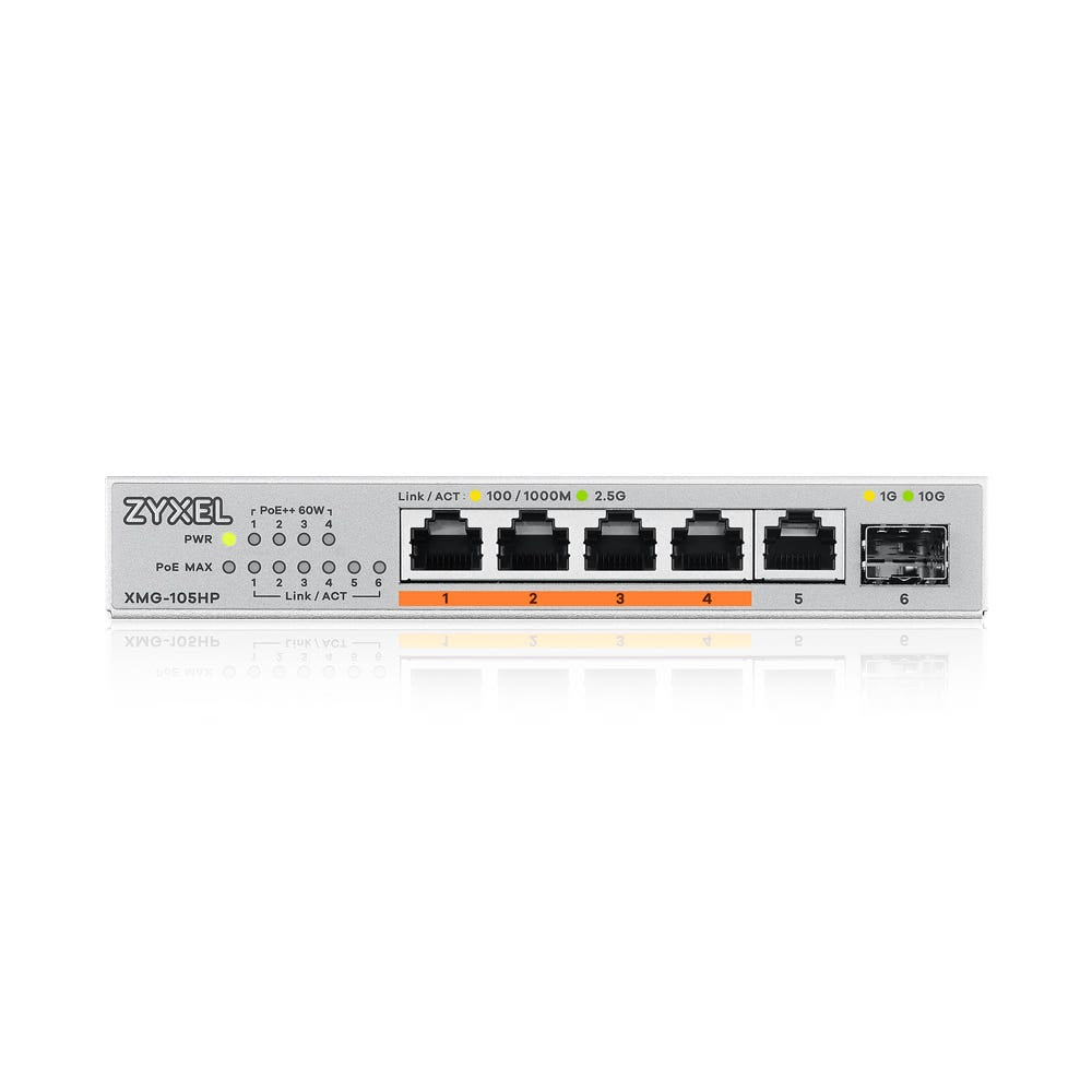 Zyxel XMG-105HP Ohanterad 2.5G Ethernet (100/1000/2500) Strömförsörjning via Ethernet (PoE) stöd Silver