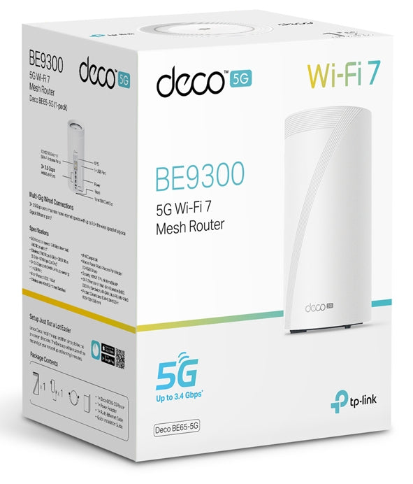 TP-Link DECO BE65-5G(1-PACK) système Wi-Fi Mesh Tribande (2,4 GHz/5 GHz/6 GHz) Wi-Fi 7 (802.11be) Blanc 3 Externe