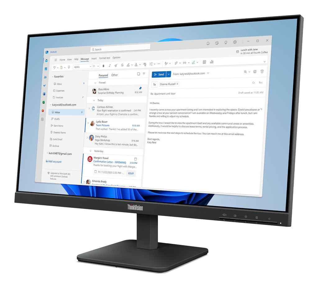 Lenovo ThinkVision S24-4e Écrans plats PC 60,5 cm (23.8") 1920 x 1080 pixels Full HD LED Noir