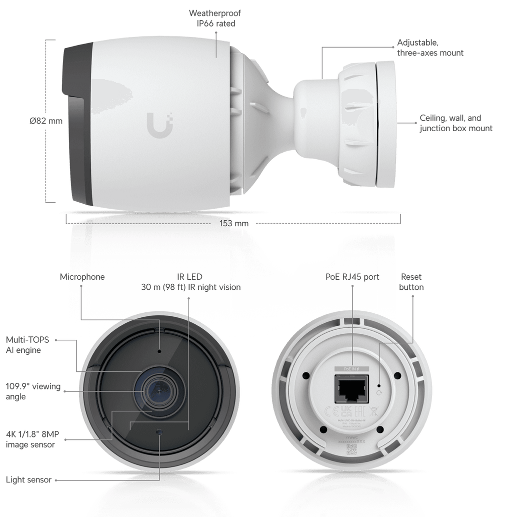 Ubiquiti UniFi Protect G6 Bullet 4K - Blanc