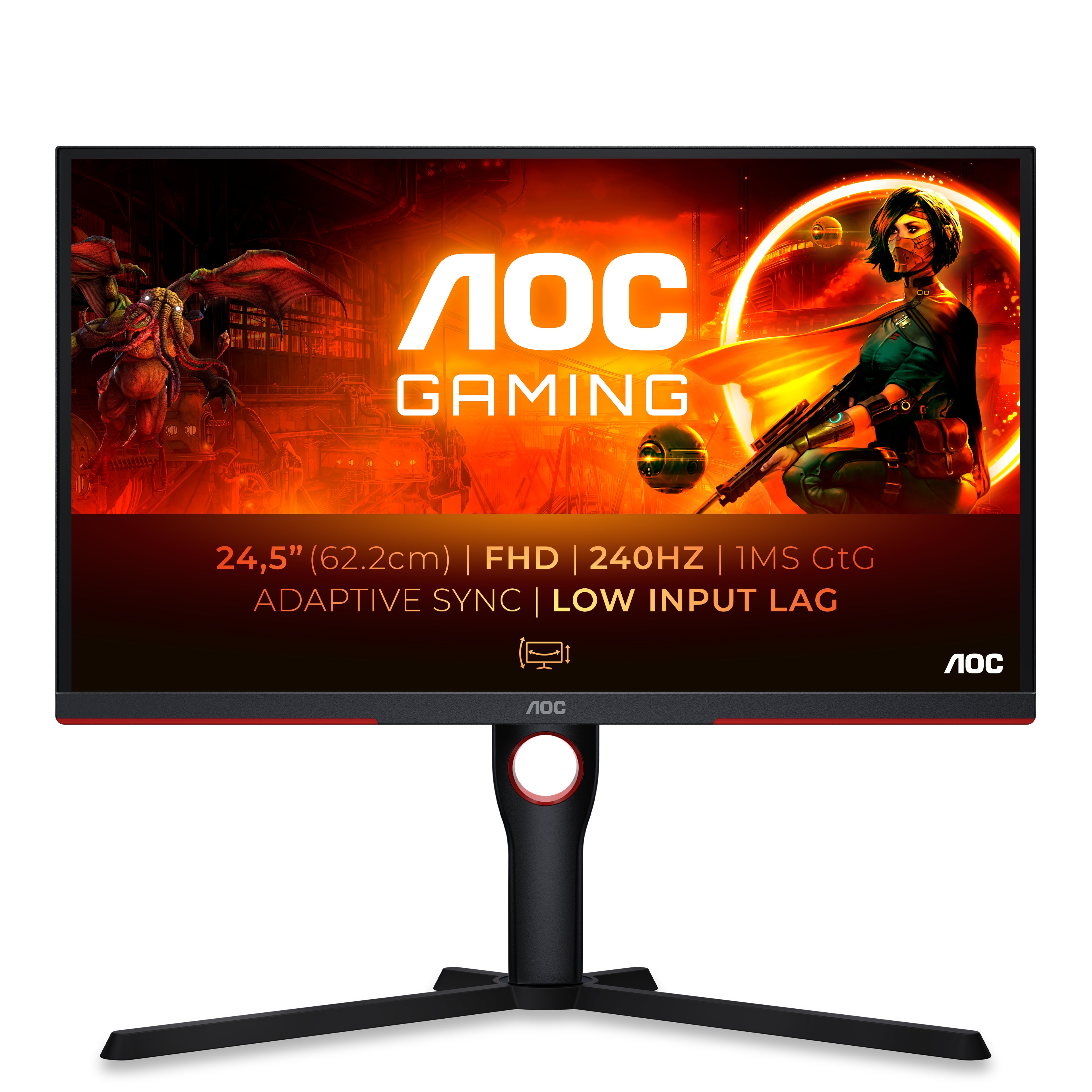 AOC G3 25G3ZM/BK Flachbildschirm 62,2 cm (24.5") 1920 x 1080 Pixel Full HD Schwarz, Rot