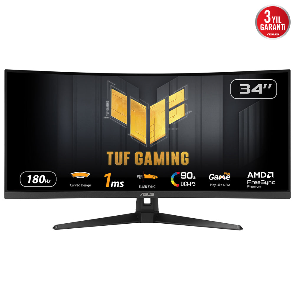 ASUS TUF Gaming VG34VQ3B flache PC-Monitore 86,4 cm (34") 3440 x 1440 Pixel UltraWide Quad HD LED Schwarz