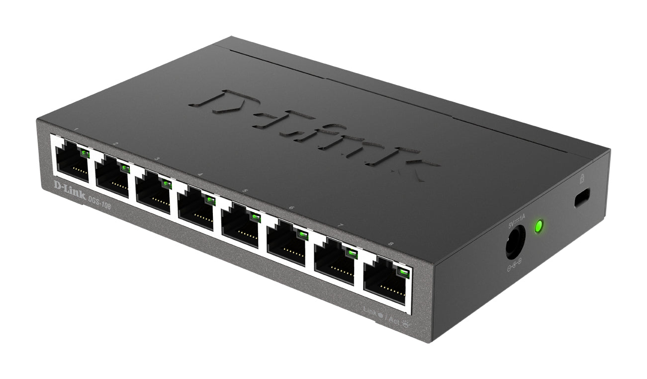 D-Link DGS-108 Ohanterad L2 Gigabit Ethernet (10/100/1000) Svart
