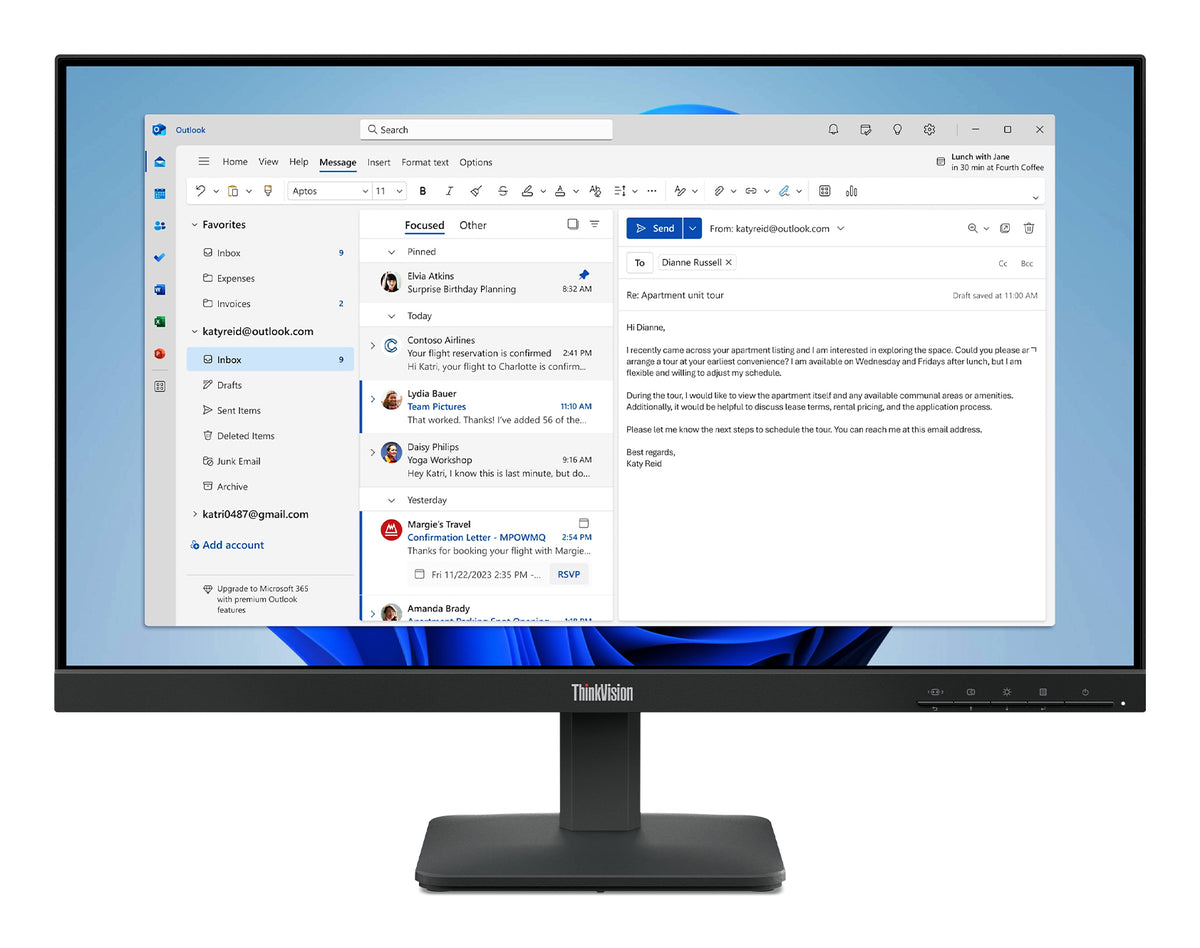 Lenovo ThinkVision S24-4e flache PC-Monitore 60,5 cm (23.8") 1920 x 1080 Pixel Full HD LED Schwarz